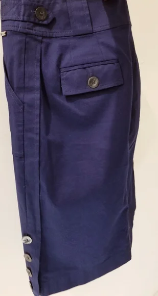 St. John 2012 Resort Collection 100% Cotton Navy Blue Side Button Skirt Sz 4 - Picture 4 of 12